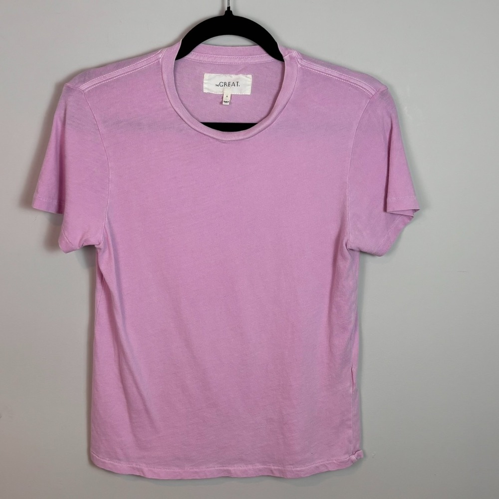 The Great Womens 100% Cotton Purple Short Sleeve Tee size 0/XS Classic Comfort